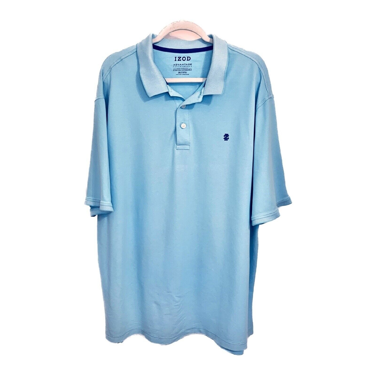 Izod Advantage Performance Stretch Polo Shirt Light Blue Short Sleeve Golf 3xlt